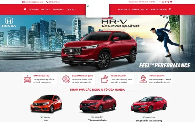 Mẫu web bán xe honda 01