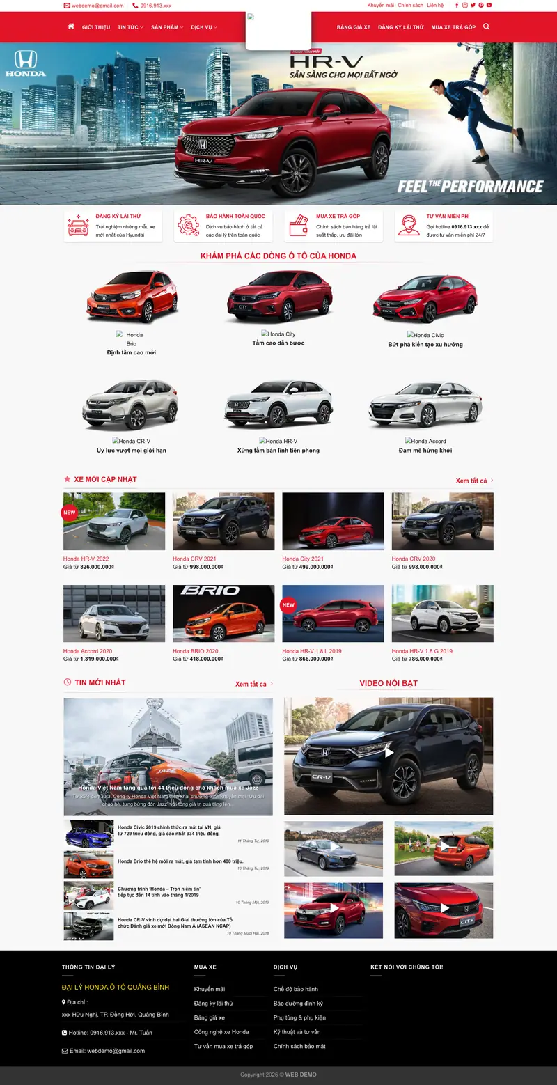 Mẫu web bán xe honda 01 – màn hình 1