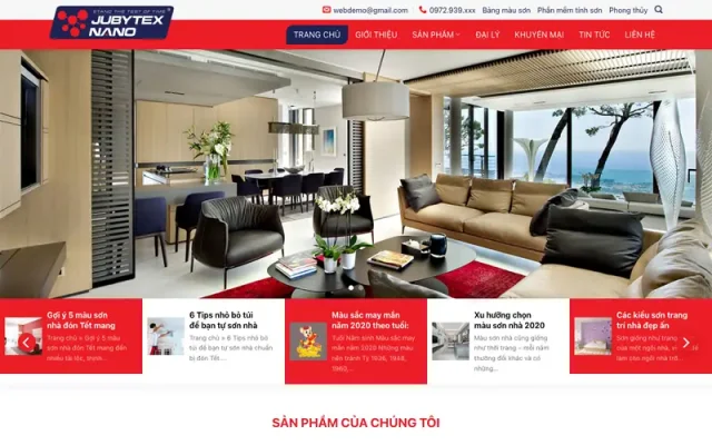 Mẫu web bán sơn nước, sơn nhà, bột sơn