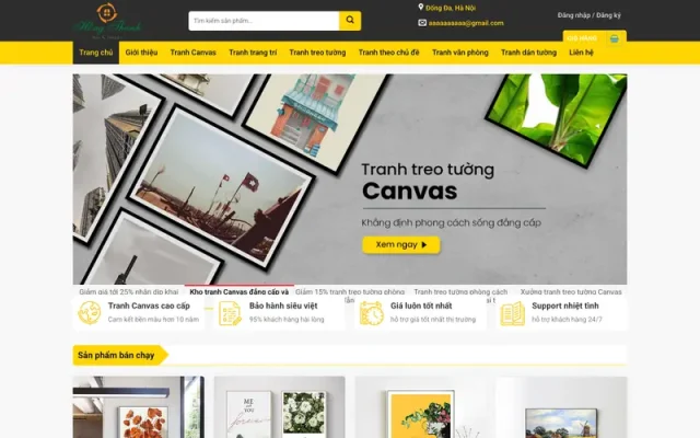 Mẫu web bán tranh treo tường, tranh động lực