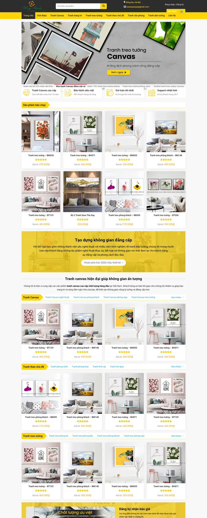 Mẫu web bán tranh treo tường, tranh động lực