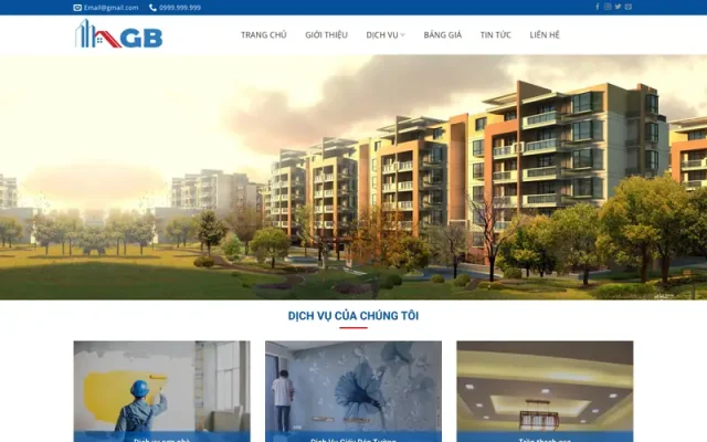 Mẫu web dịch vụ sửa chữa nhà, cải tạo nhà