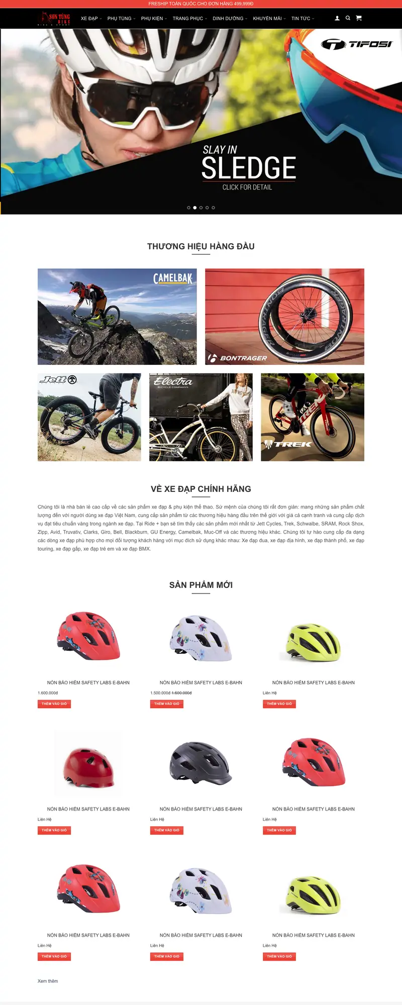 Mẫu web bán xe đạp 01