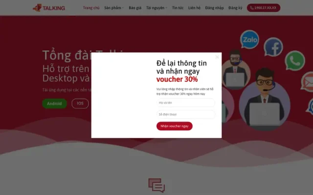 Mẫu web dịch vụ tổng đài talking