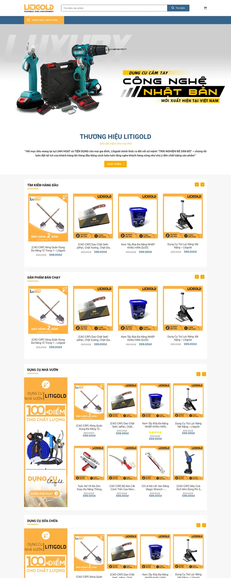 Mẫu web bán thiết bị làm vườn