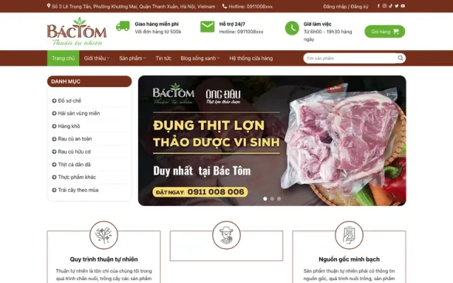 Mẫu web bán rau củ quả, thực phẩm sạch 06