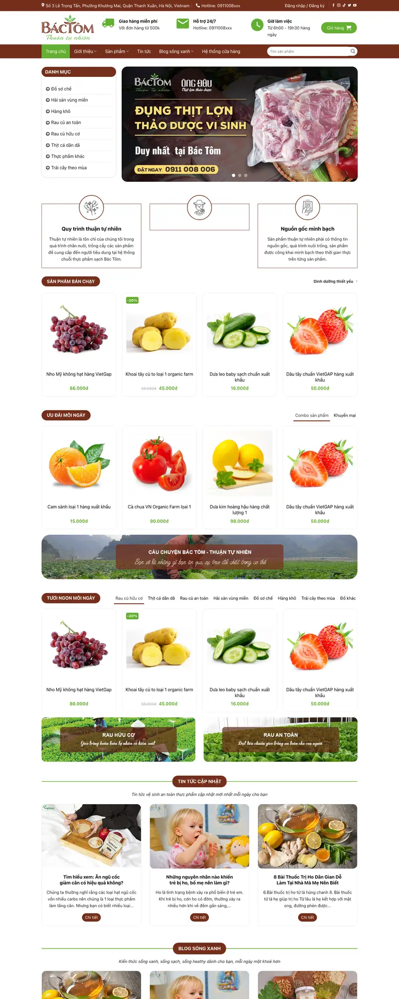 Mẫu web bán rau củ quả, thực phẩm sạch 06