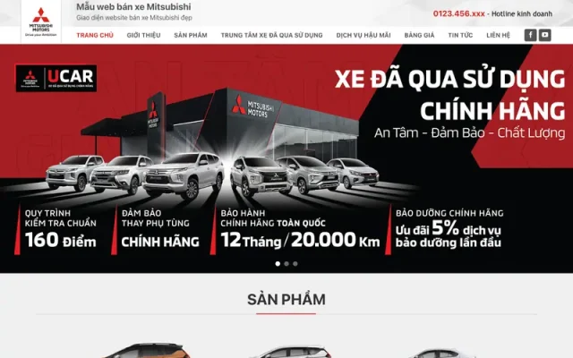Mẫu web bán xe mitsubishi 01
