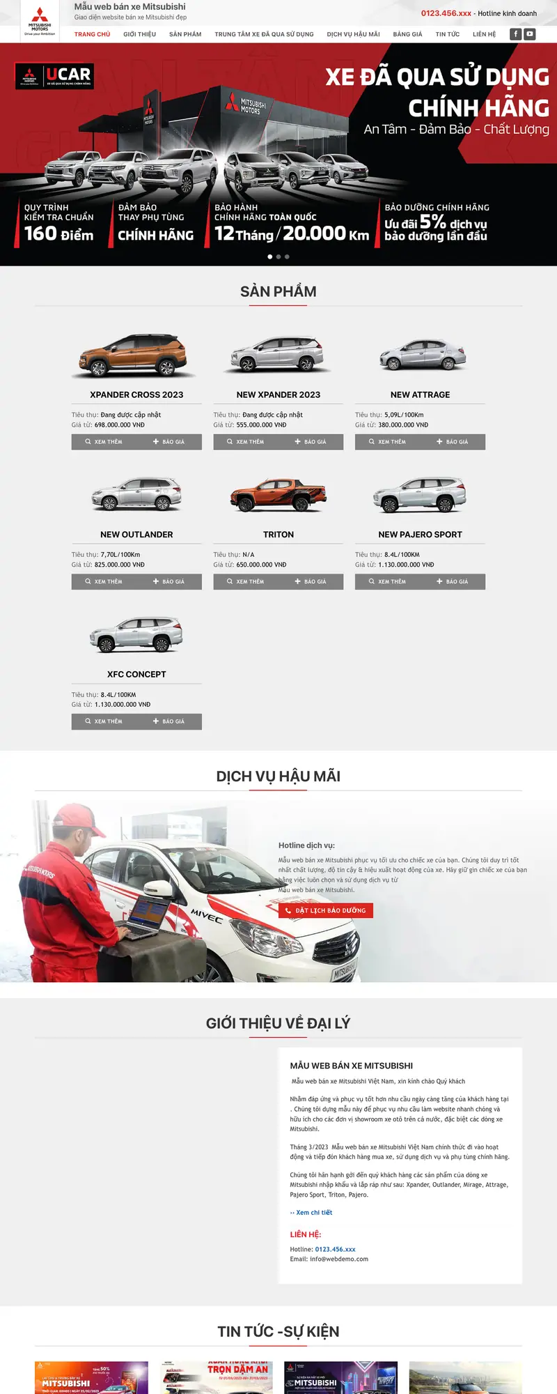 Mẫu web bán xe mitsubishi 01