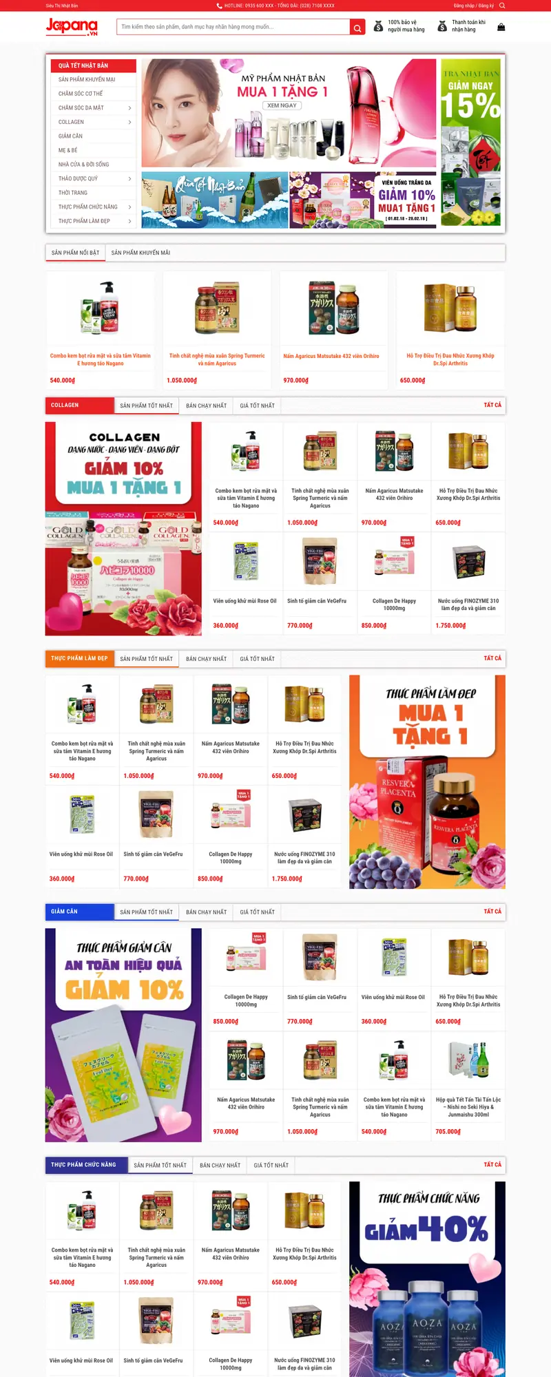 Mẫu web siêu thị, tạp hóa , bách hóa