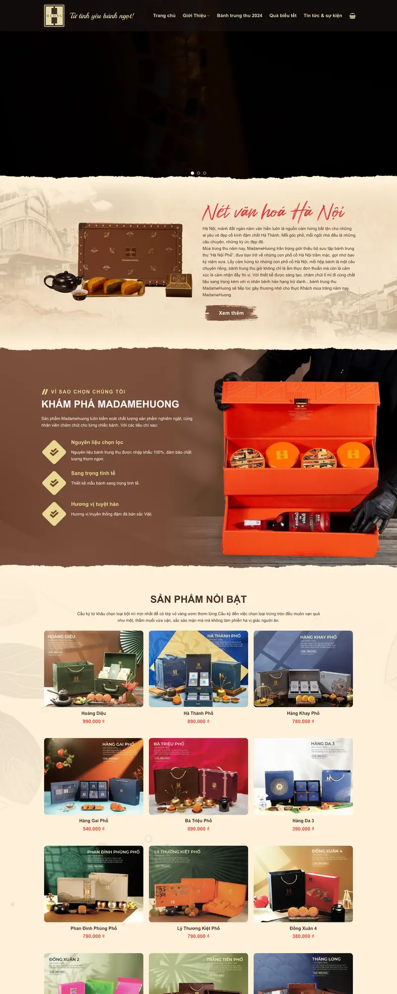 Mẫu web bán bánh trung thu 02 – giao diện trang chủ