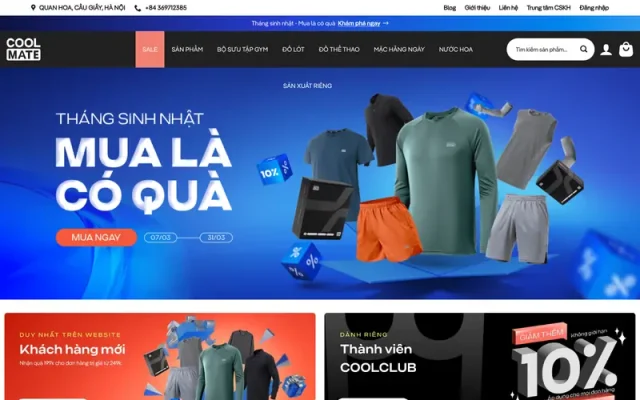 Mẫu web bán quần áo giống coolmate