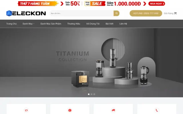 Mẫu web điện máy, gia dụng nồi chiên không dầu