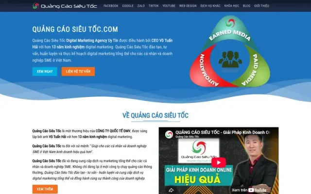 Mẫu web quảng cáo siêu tốc