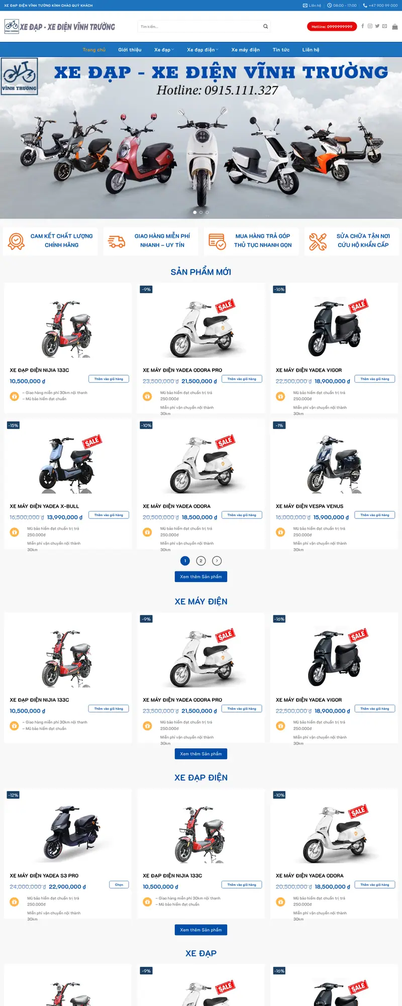 Mẫu web bán xe đạp điện, xe máy điện 2