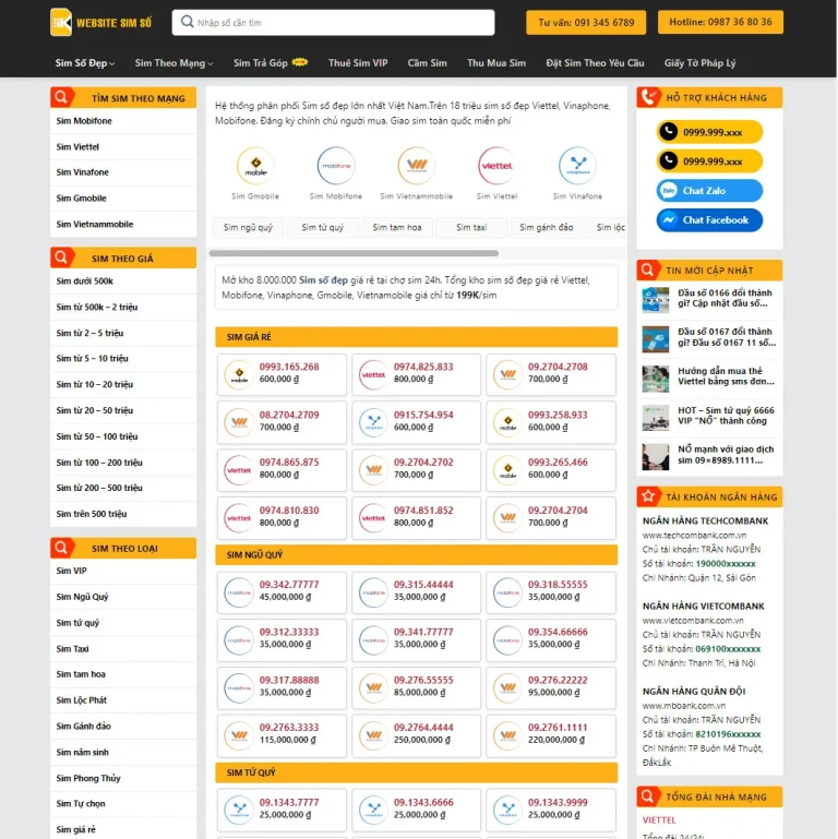 Theme wordpress sim số 02