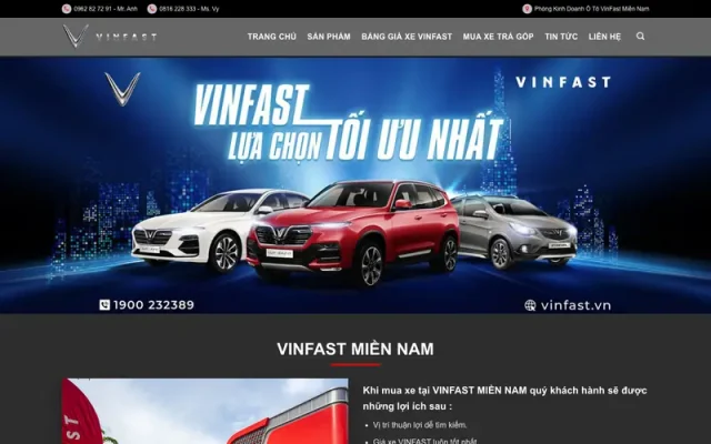 Mẫu web bán xe vinfast 01