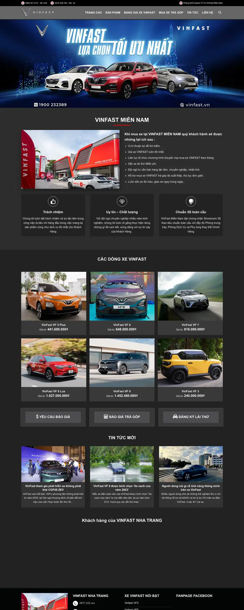 Mẫu web bán xe vinfast 01