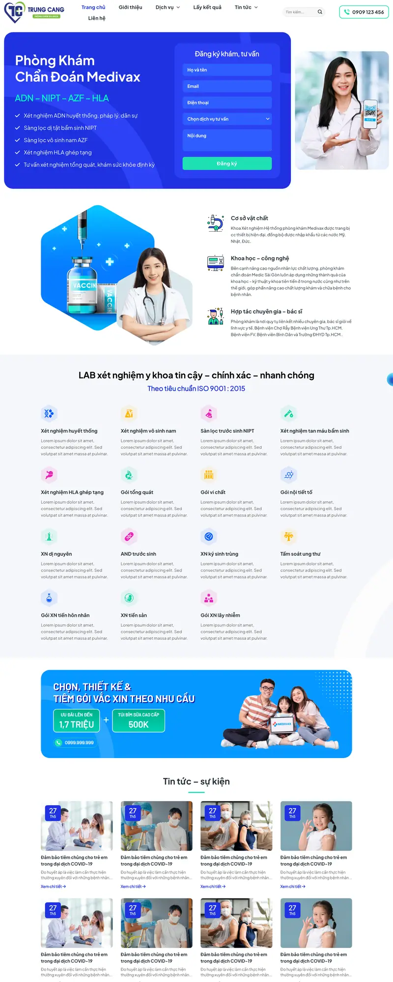 Mẫu web phòng khám , dịch vụ xét nghiệm
