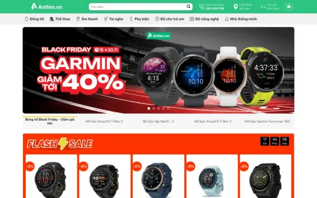 Mẫu web bán đồng hồ, đồ công nghệ 03