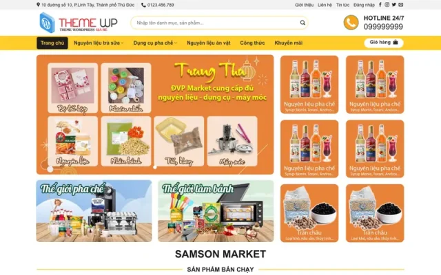Mẫu web shop nguyên liệu