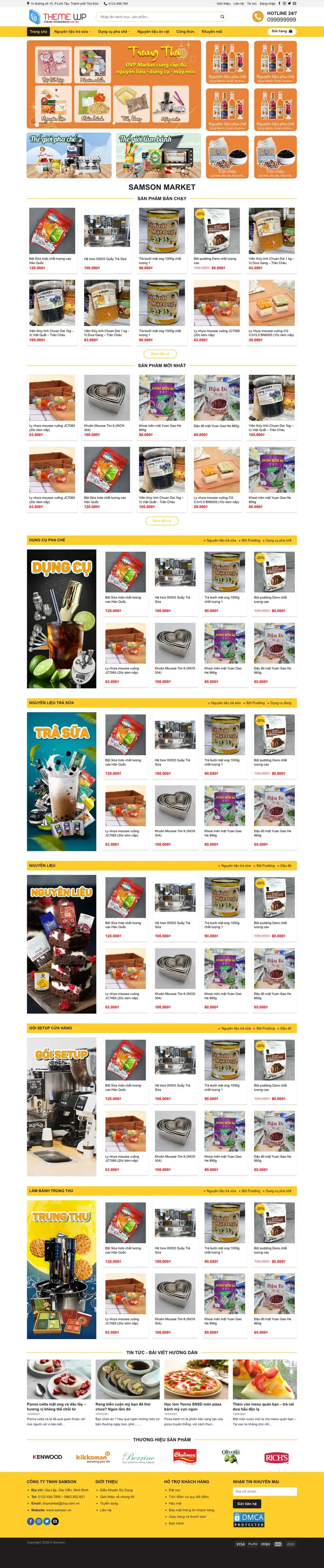 Mẫu web shop nguyên liệu