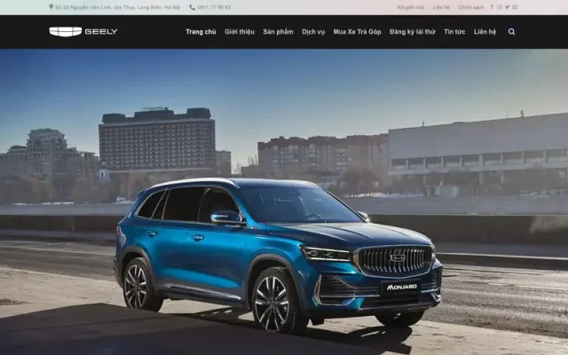 Mẫu web bán xe geely