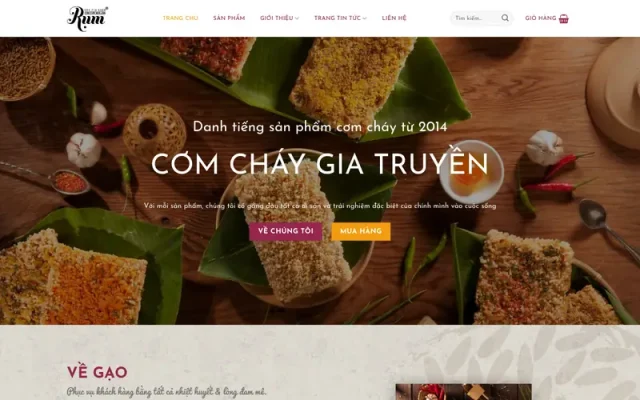 Mẫu web bán cơm cháy gia truyền