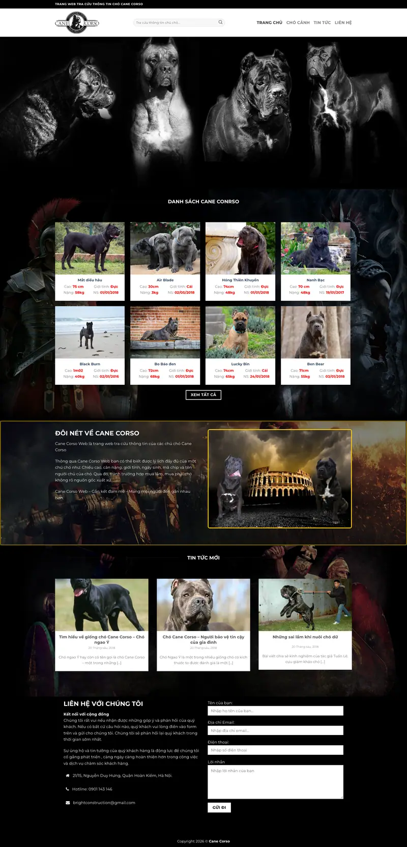 Mẫu web bán chó săn