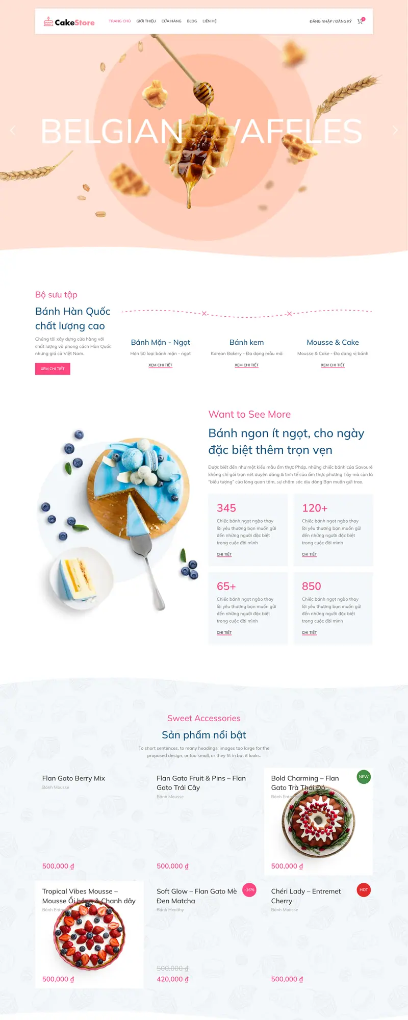 Mẫu web bán bánh kem – bánh ngọt – giao diện trang chủ