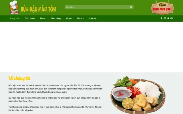 Mẫu web quán bún đậu mắm tôm