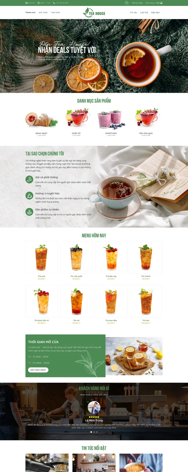 Mẫu web bán cafe 05 – giao diện trang chủ