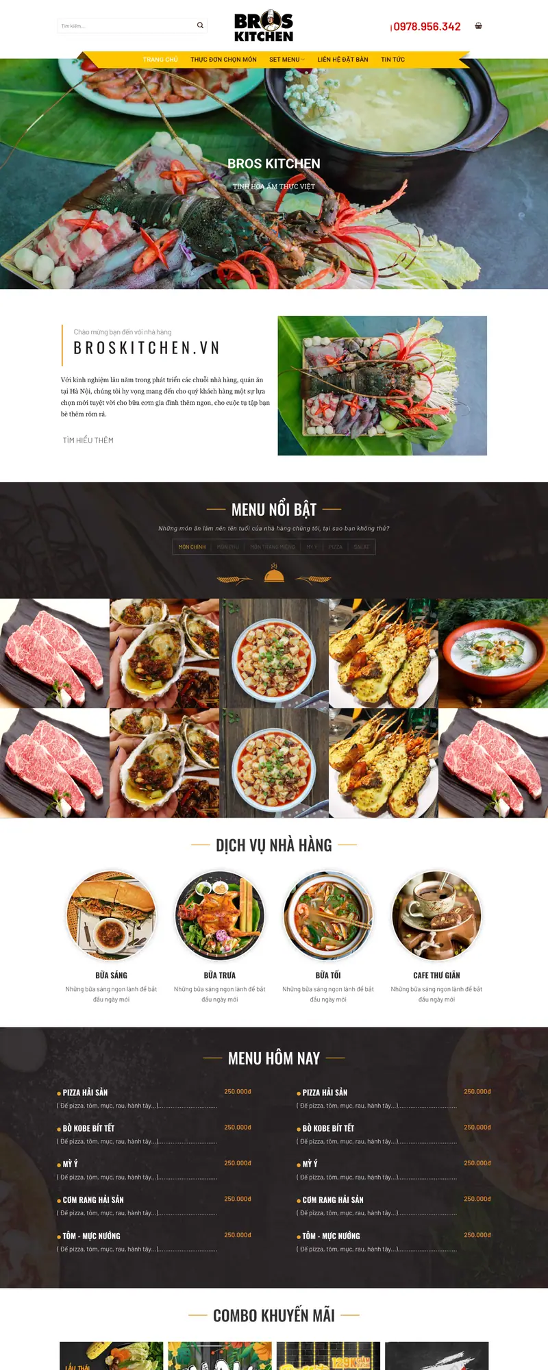 Mẫu web quán ăn, nhà hàng – giao diện trang chủ