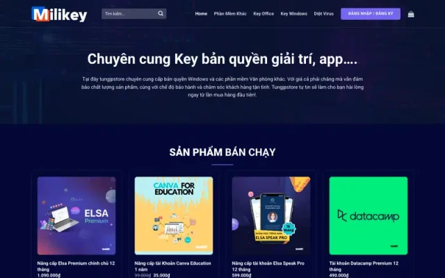 Mẫu web bán tài khoản, phần mềm, key bản quyền