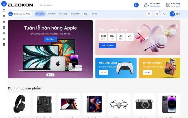 Mẫu web bán đồ công nghệ hiện đại