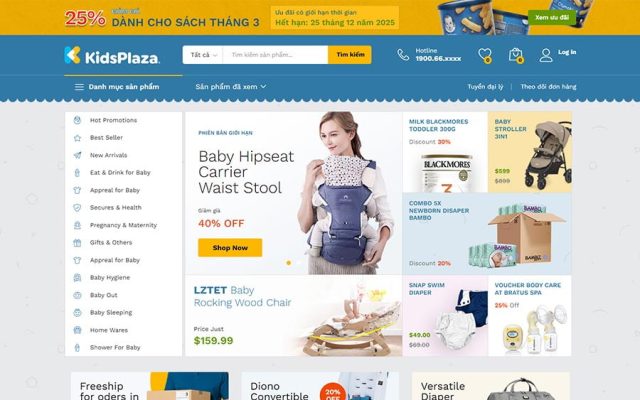 Mẫu web bán sản phẩm mẹ và bé trẻ trung