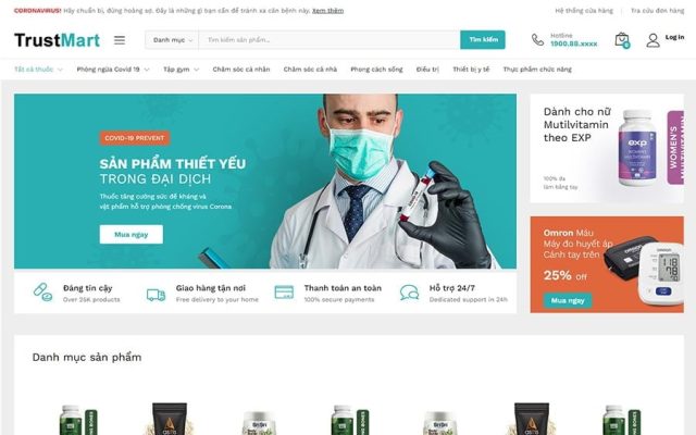 Mẫu web nhà thuốc hiện đại