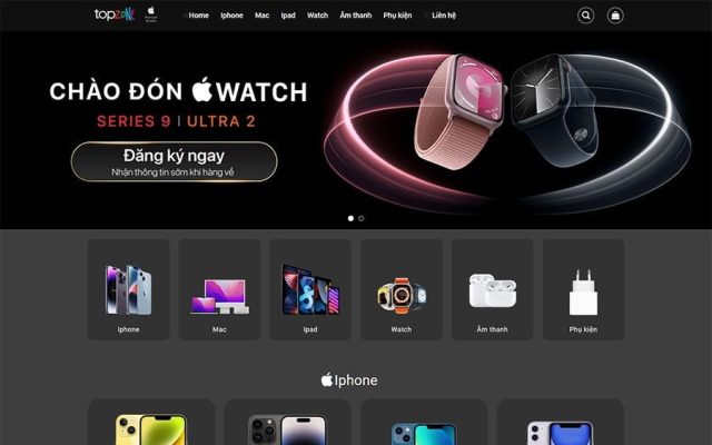 Mẫu web bán điện thoại, phụ kiện giống topzone 02