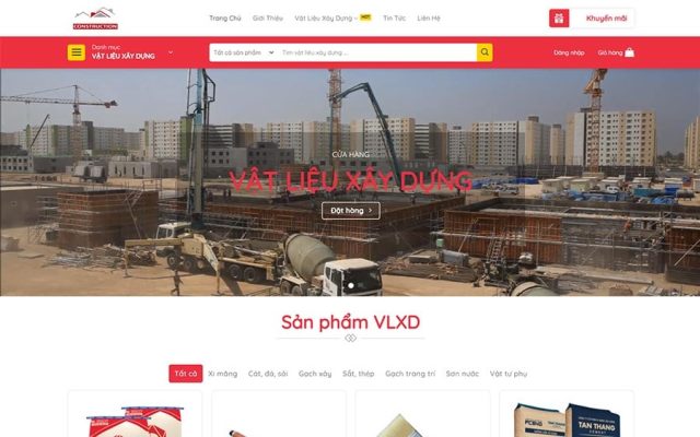 Mẫu web bán vật liệu xây dựng