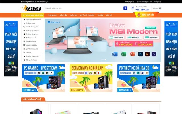Mẫu web bán máy tính chuyên nghiệp