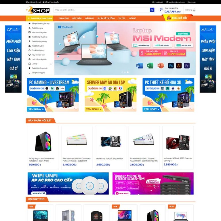 Mẫu web bán máy tính chuyên nghiệp