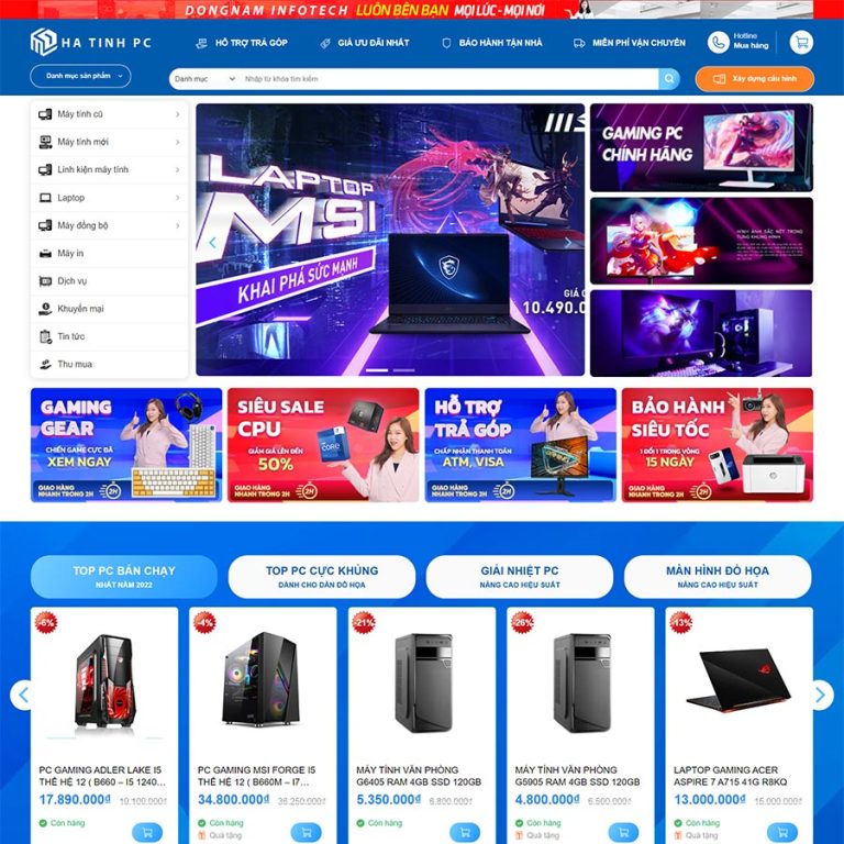 Mẫu web bán máy tính chuyên nghiệp