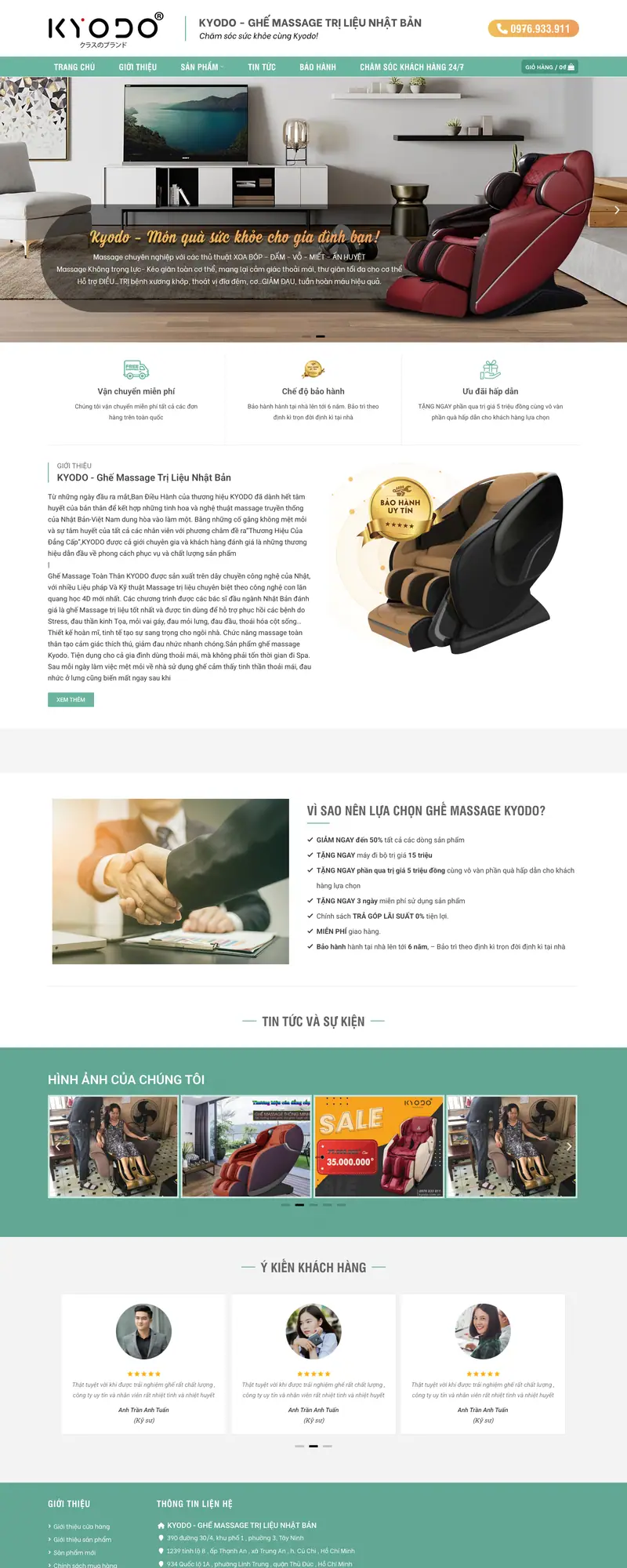 Mẫu web ghế massage trị liệu sang trọng