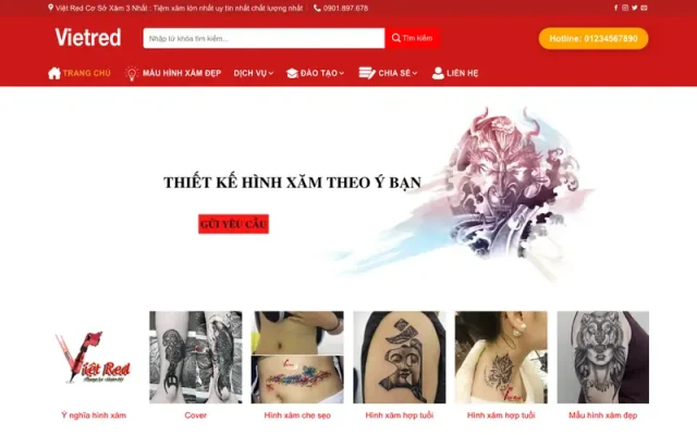 Mẫu web tiệm xăm mình năng động