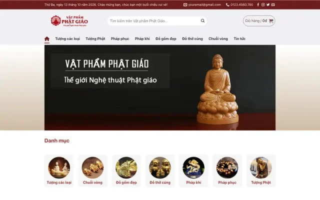 Mẫu web vật phẩm phật giáo thanh tịnh