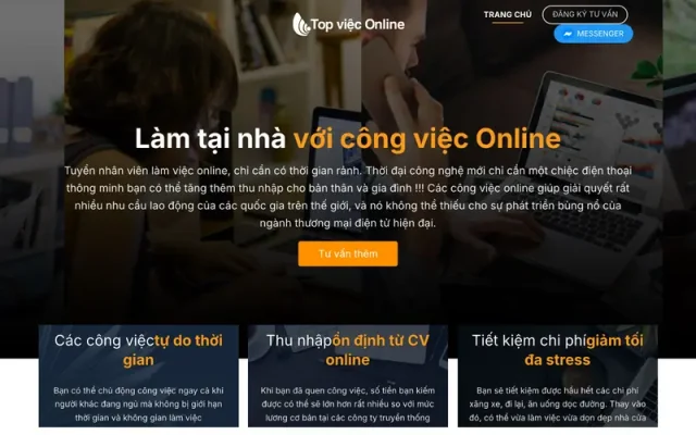 Mẫu web tuyển dụng nhân viên làm việc online hiện đại