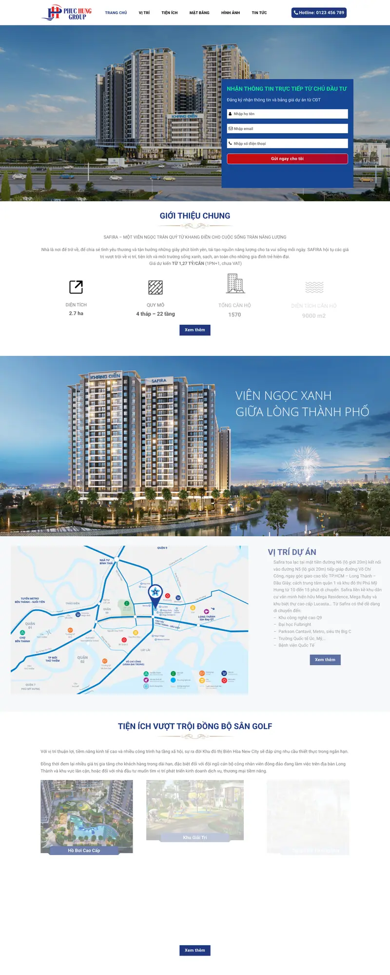 Mẫu web bán bất động sản hiện đại – giao diện trang chủ