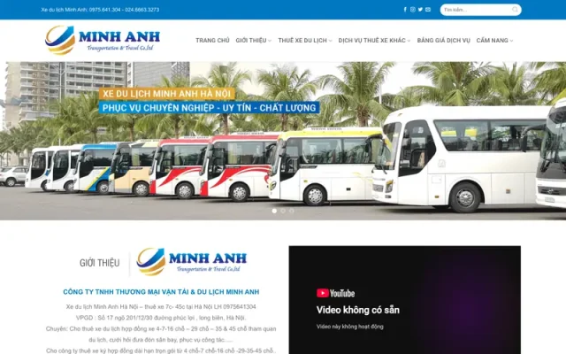 Mẫu web bán xe du lịch hiện đại
