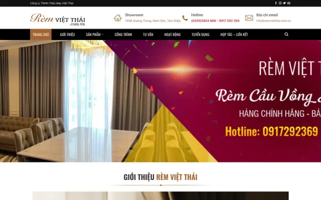 Mẫu web bán rèm và nội thất vải sang trọng