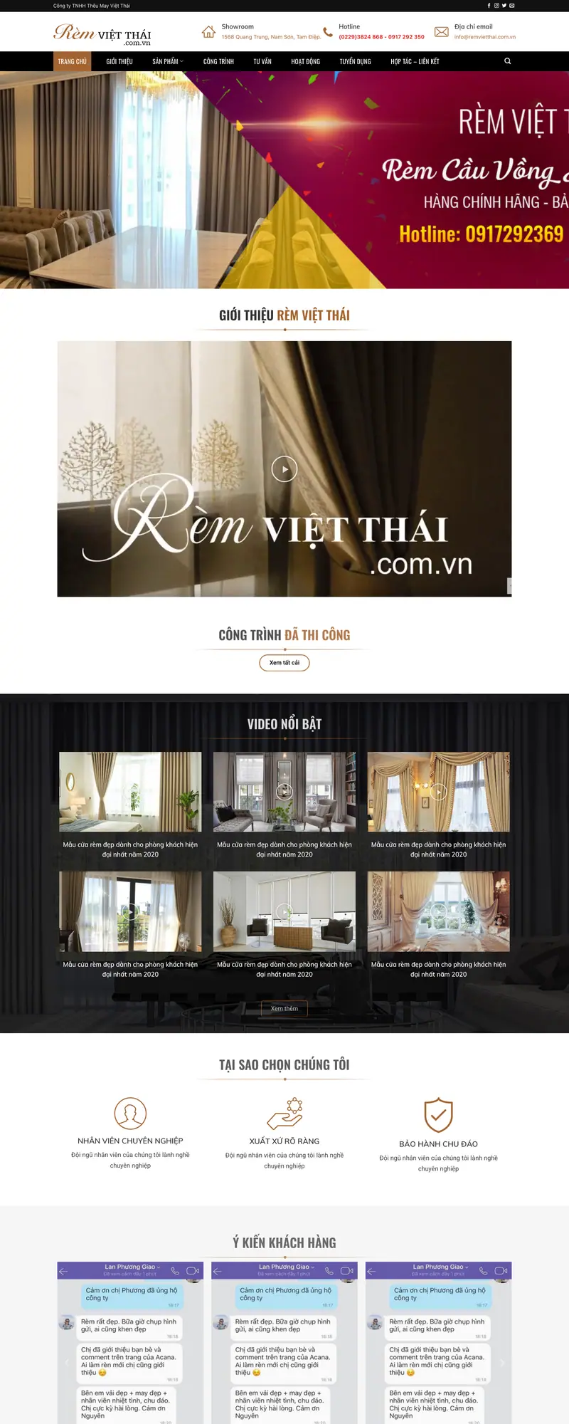 Mẫu web bán rèm và nội thất vải sang trọng – giao diện trang chủ